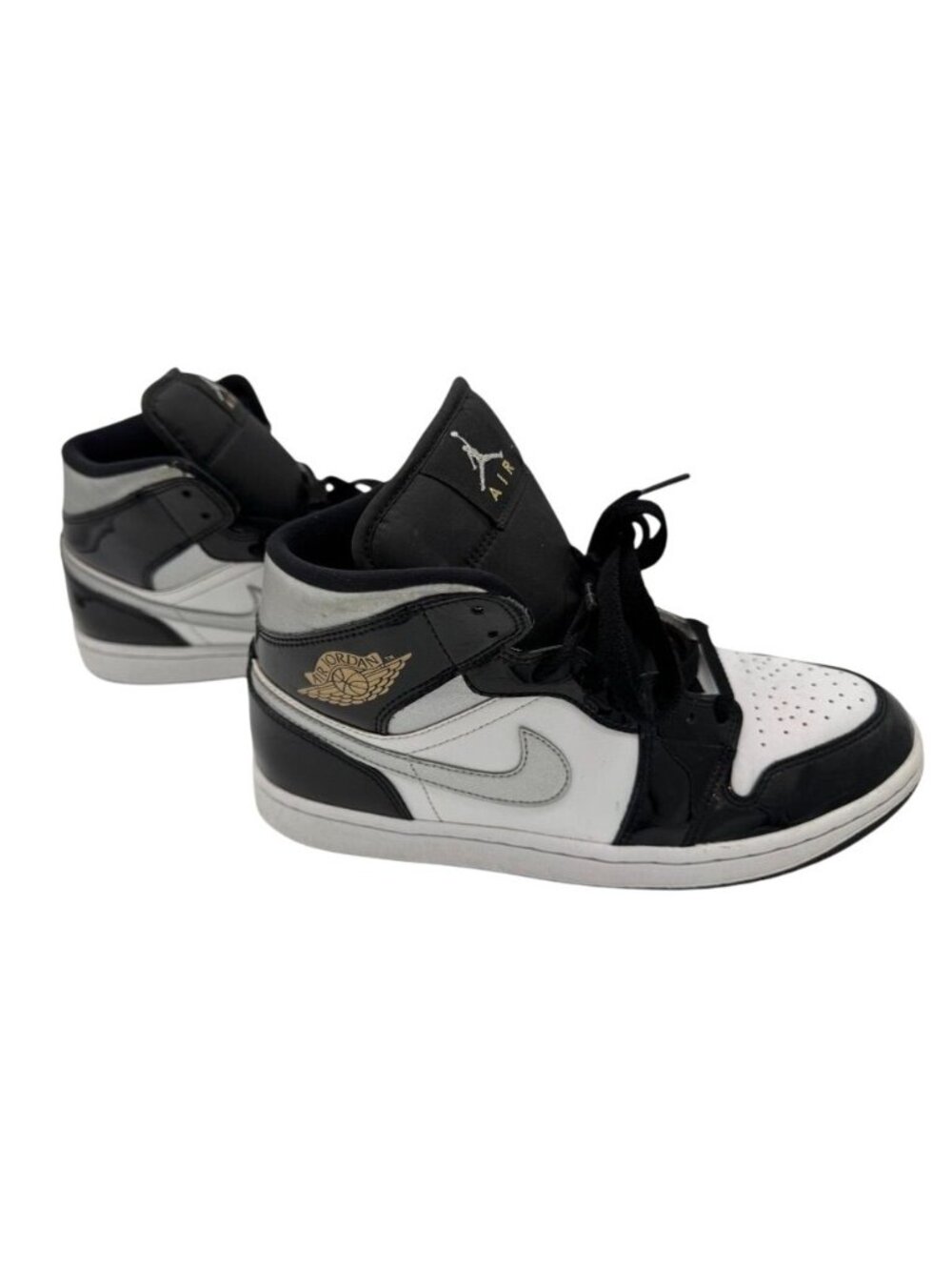 Nike Air Jordan 1 Mid SE Sneakers Patent Leather Black/White HV0789-010 Men's 9